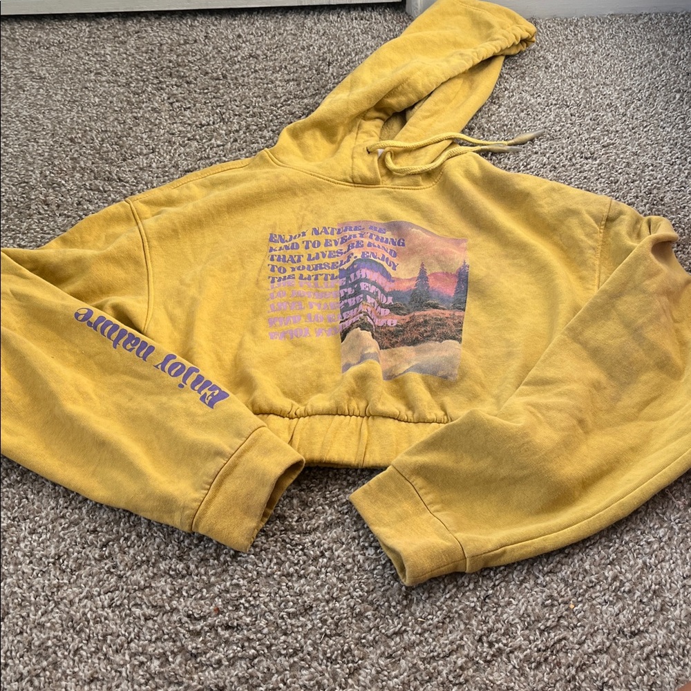 H&M Yellow Hoodie with Graphic Print